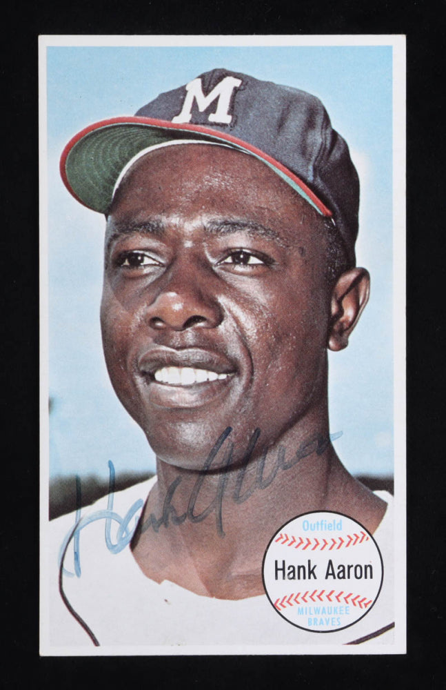 Hank Aaron Signed 1964 Topps Giants #49 (JSA COA)