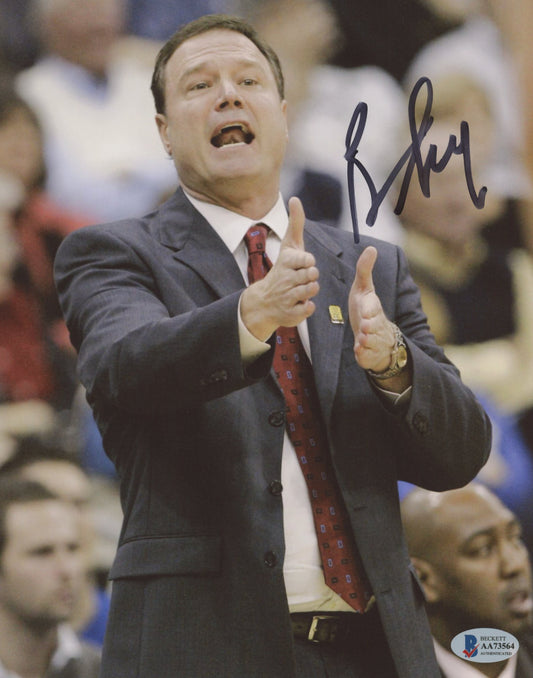 Bill Self Signed Kansas Jayhawks 8x10 Photo (Beckett COA)