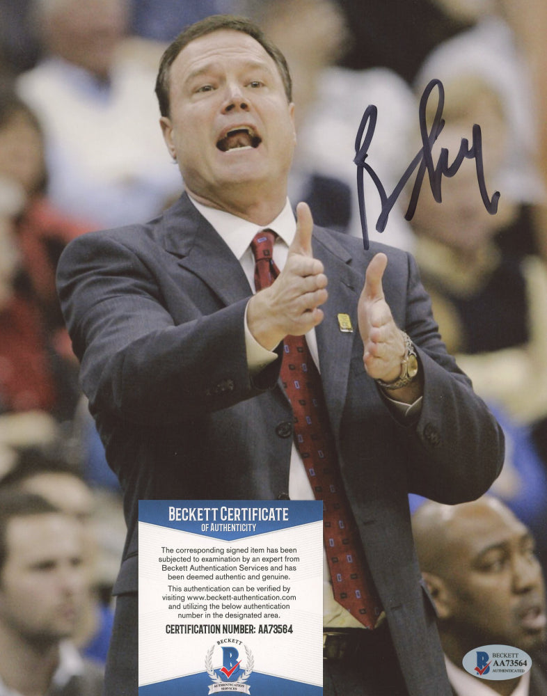 Bill Self Signed Kansas Jayhawks 8x10 Photo (Beckett COA)