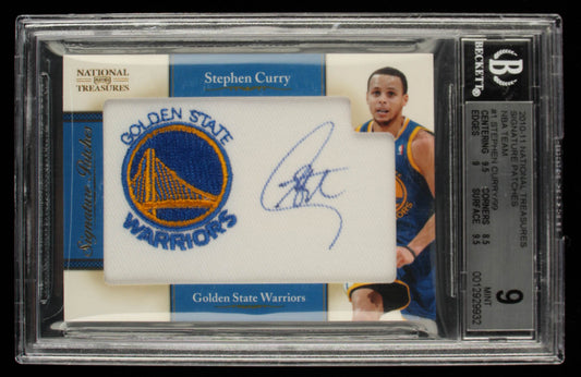 Stephen Curry 2010-11 Playoff National Treasures Signature Patches NBA Team #1 #42/99 - Autograph Graded (BGS) 9