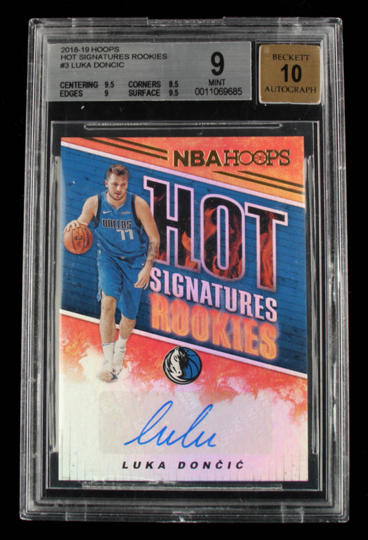 Luka Doncic 2018-19 Hoops Hot Signatures Rookies #3 (BGS 9) Autograph Graded BGS 10 | Rookie Card