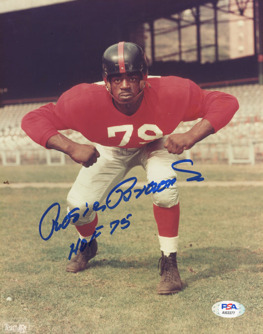 Rosey Brown Signed Giants 8x10 Photo Inscribed "HOF 75" (PSA COA)