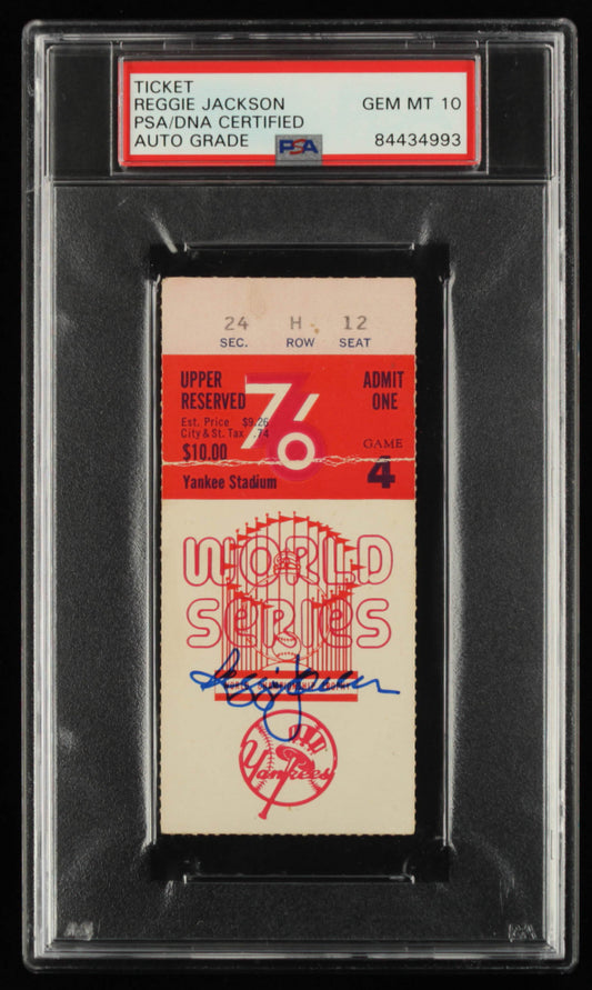 Reggie Jackson Signed 1976 World Series Game 4 Ticket - Autograph Graded PSA 10