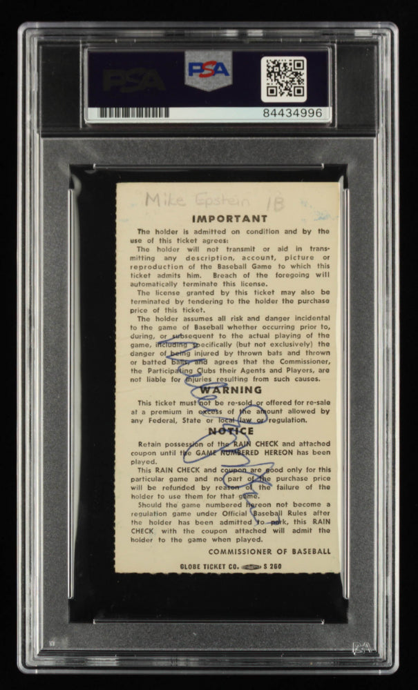 Reggie Jackson & Mike Epstein Signed 1972 World Series Game 5 Ticket - Autograph Graded PSA 10