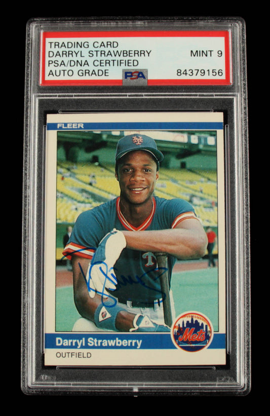 Darryl Strawberry Signed 1984 Fleer #599 - Autograph Graded PSA 9 - Rookie Card