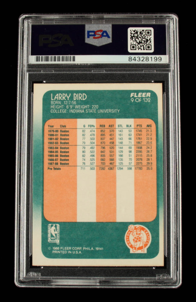 Larry Bird Signed 1988-89 Fleer #9 - Autograph Graded PSA 9