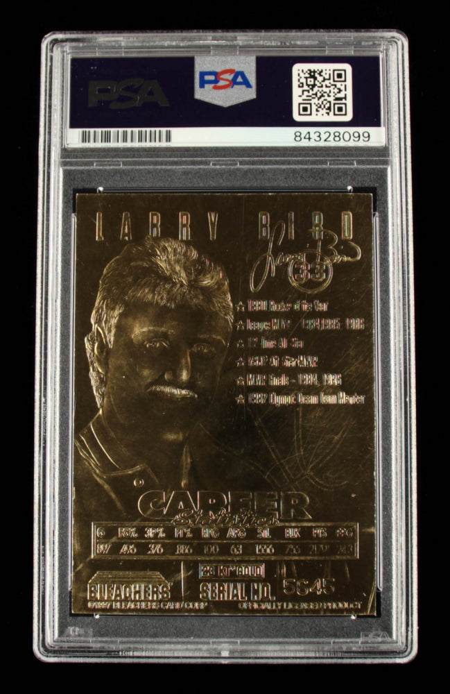 Larry Bird Signed 1997 Bleachers 23kt Gold #1 - Autograph Graded PSA 9