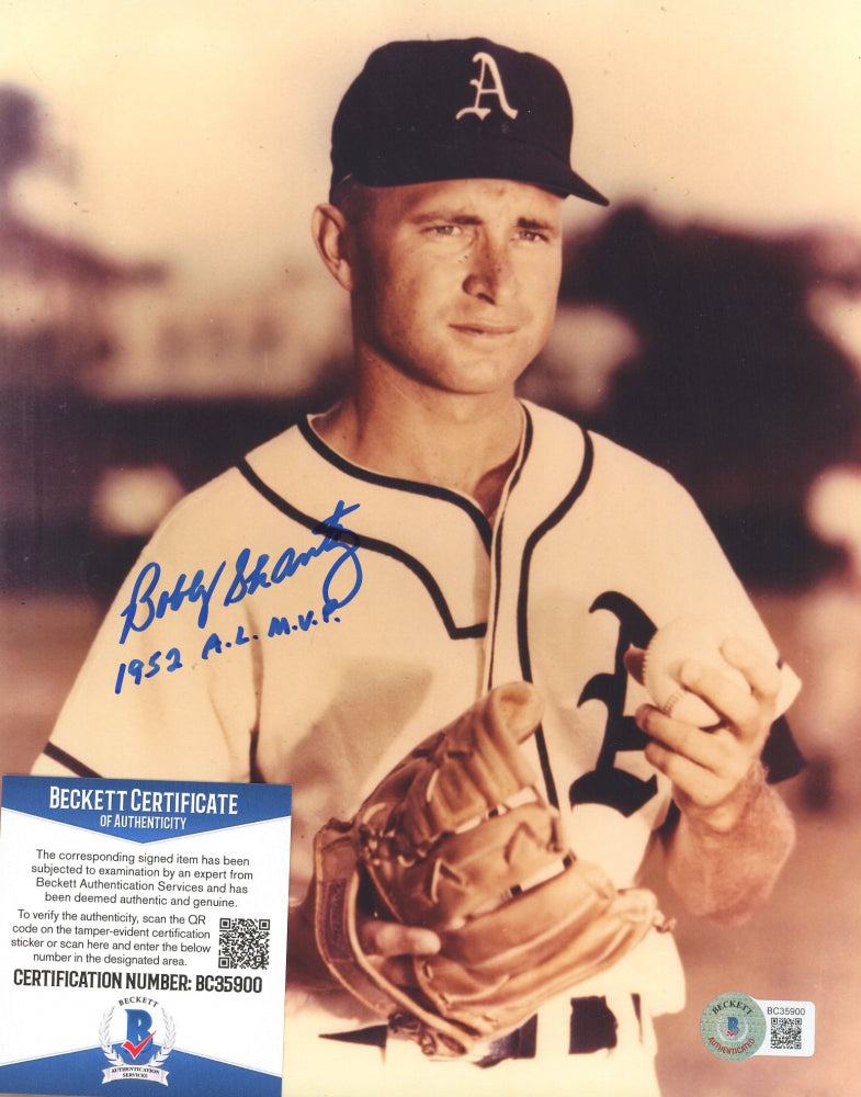 Bobby Shantz Signed (Beckett) Yankees 8x10 Photo Inscribed "1952 A.L. M.V.P."