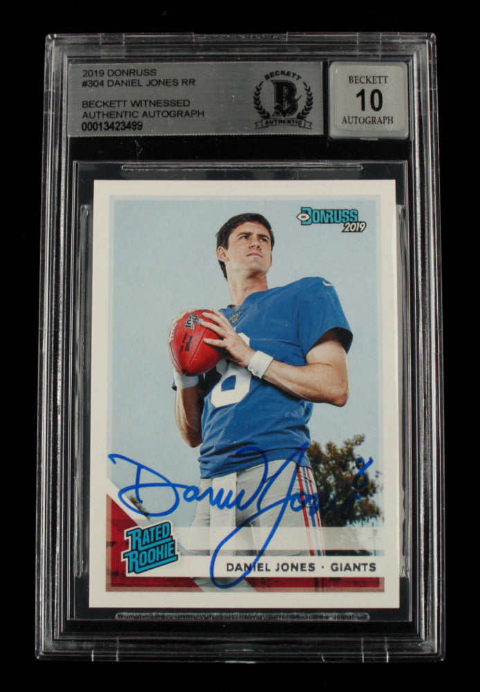 Daniel Jones Signed 2019 Donruss #304 RR - Autograph Graded Beckett (BGS) 10 - Rookie Card