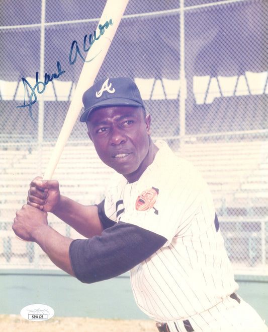 Hank Aaron Signed Braves 8x10 Photo (JSA COA)