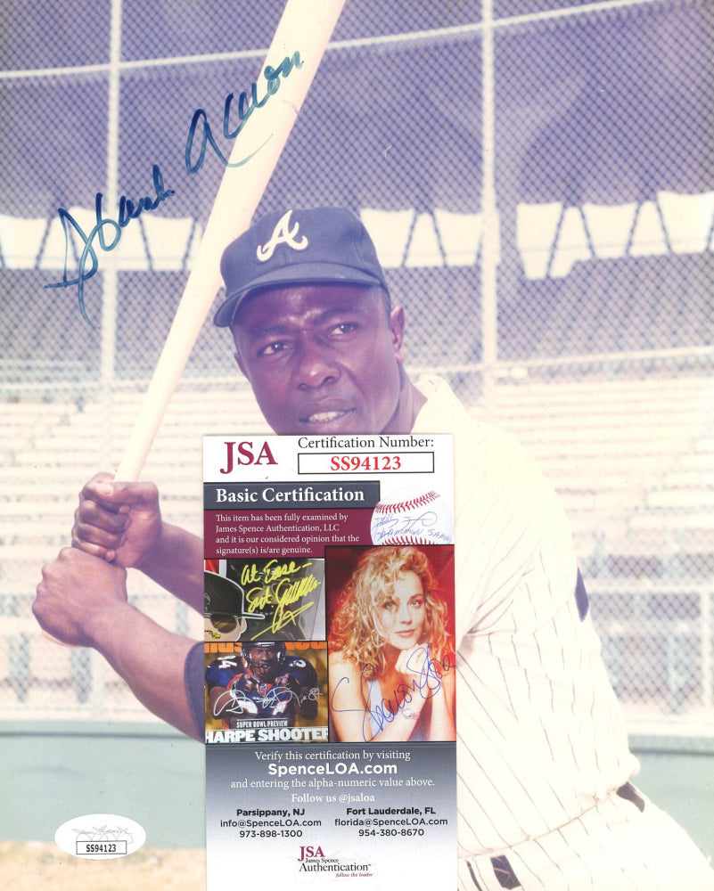 Hank Aaron Signed Braves 8x10 Photo (JSA COA)