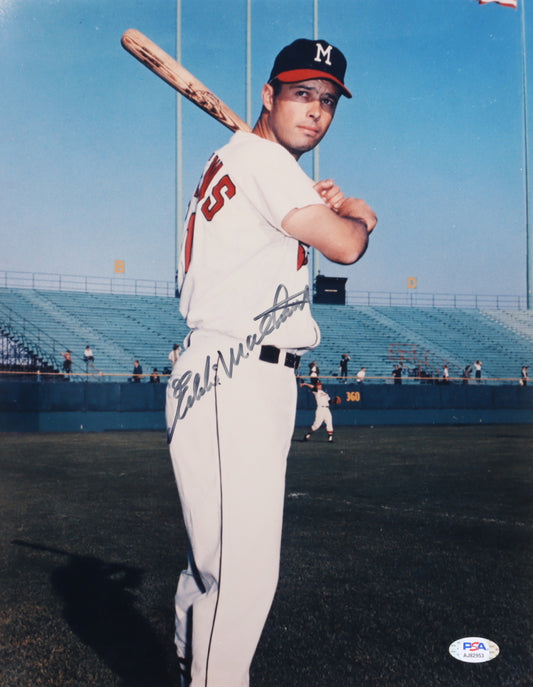 Eddie Mathews Signed Braves 11x14 Photo (PSA)