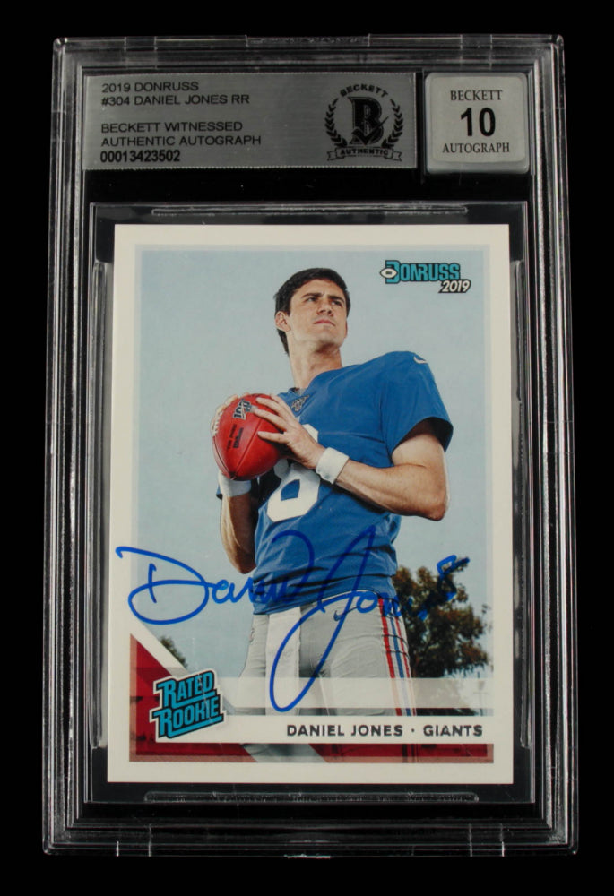 Daniel Jones Signed 2019 Donruss #304 RR - Autograph Graded Beckett (BGS) 10 - Rookie Card