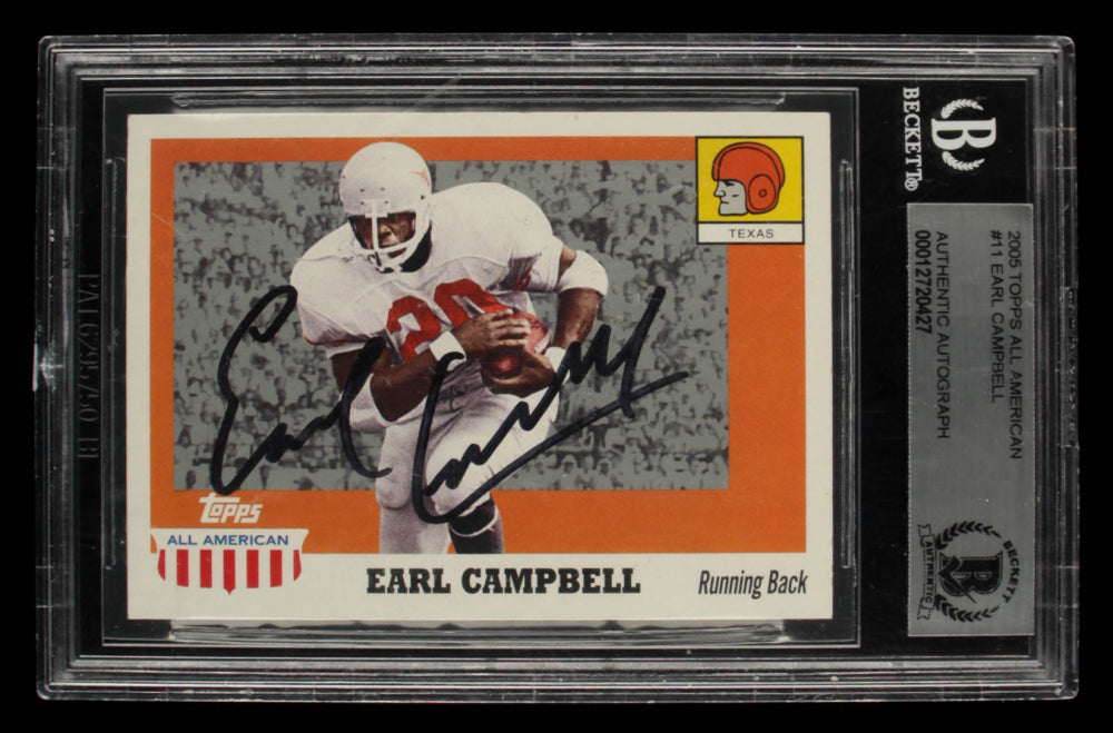 Earl Campbell Signed 2005 Topps All American #11 (BGS)