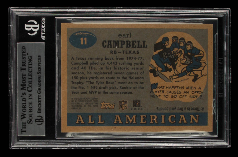 Earl Campbell Signed 2005 Topps All American #11 (BGS)