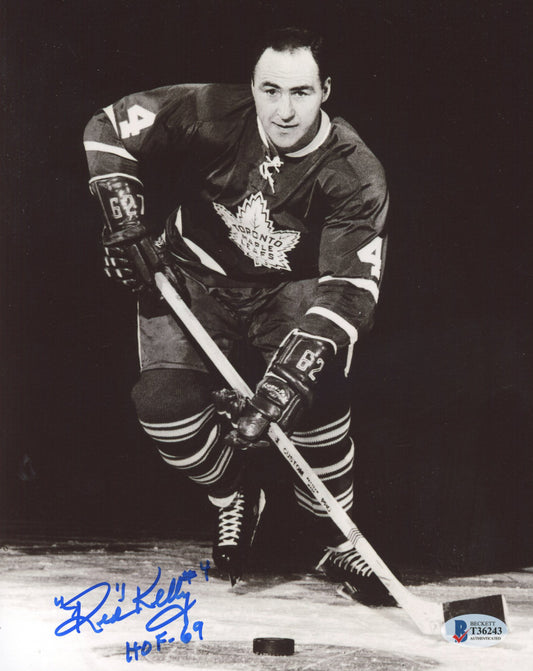 Red Kelly Signed (Beckett COA) Maple Leafs 8x10 Photo Inscribed "HOF-69"