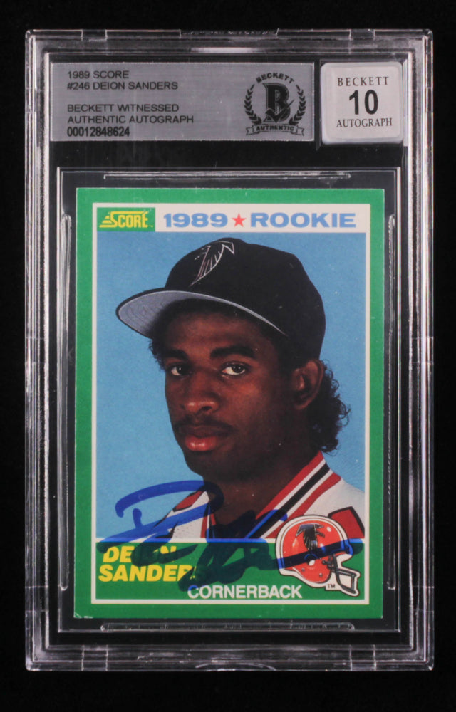 Deion Sanders Signed 1989 Score #246 - Autograph Graded BGS 10 - Rookie Card