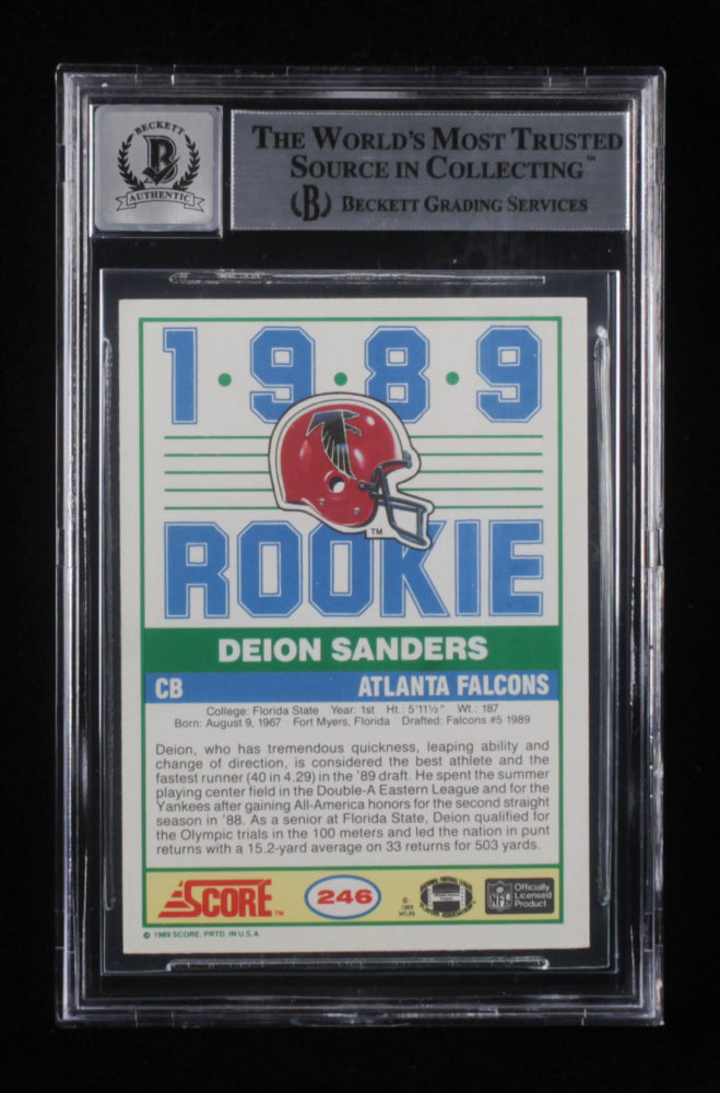 Deion Sanders Signed 1989 Score #246 - Autograph Graded BGS 10 - Rookie Card