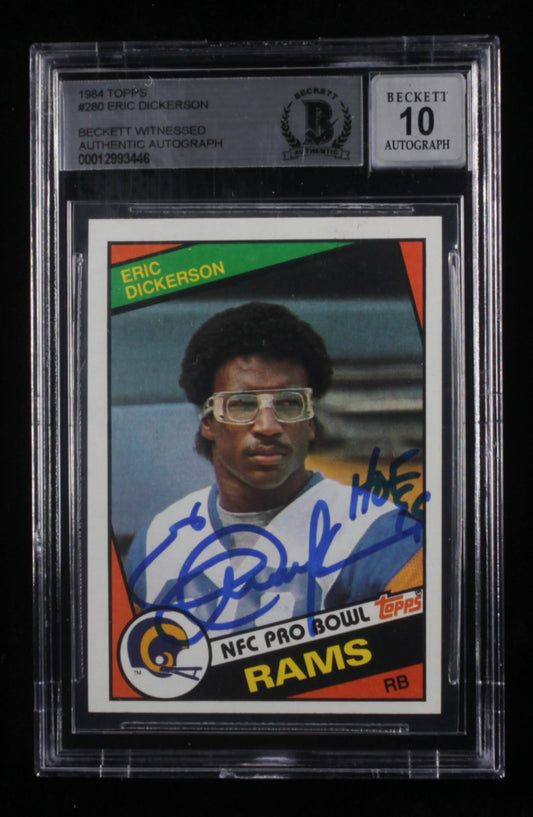 Eric Dickerson Signed 1984 Topps #280 Inscribed "HOF 99" - Autograph Graded Beckett 10 - Rookie Card