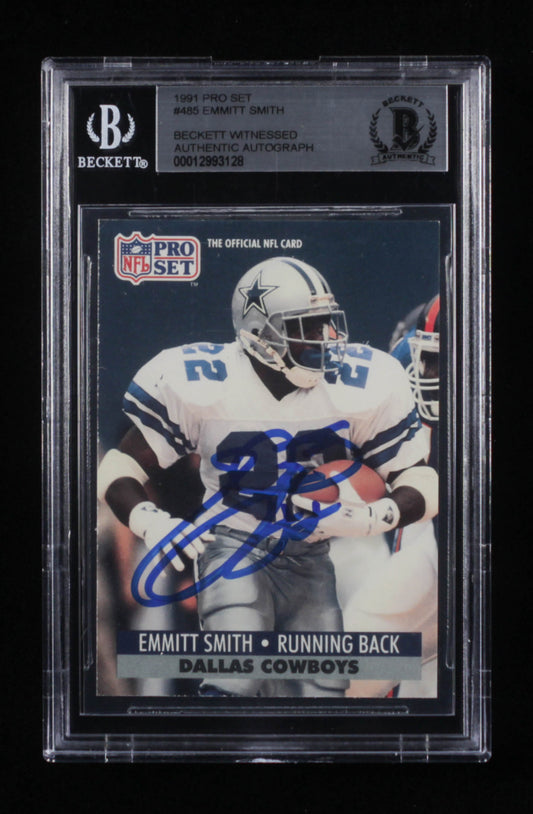 Emmitt Smith Signed 1991 Pro Set #485 (BGS)