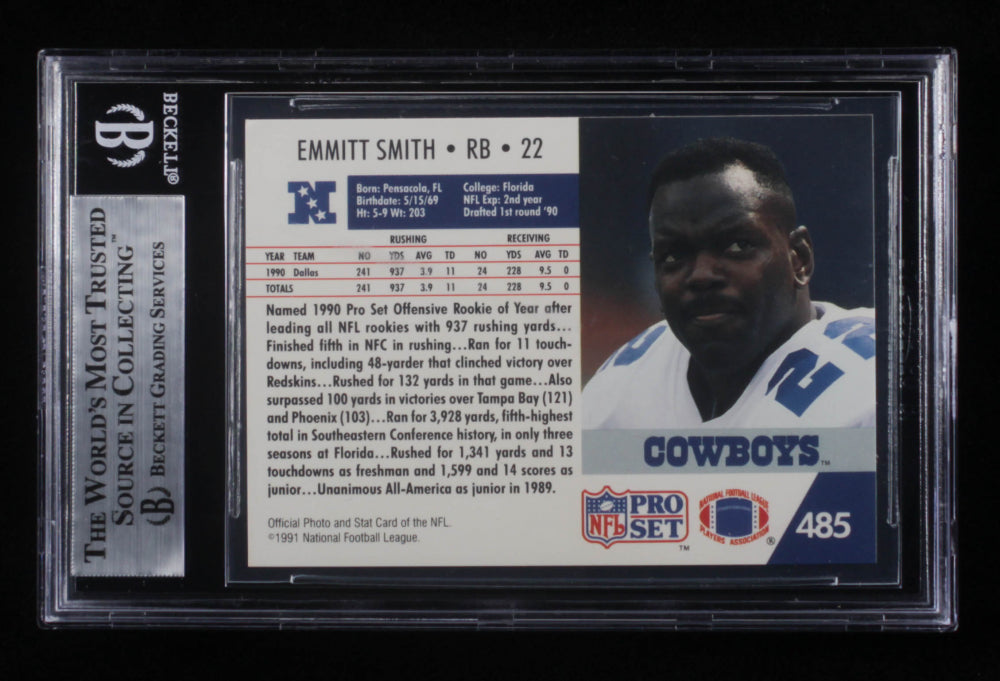 Emmitt Smith Signed 1991 Pro Set #485 (BGS)