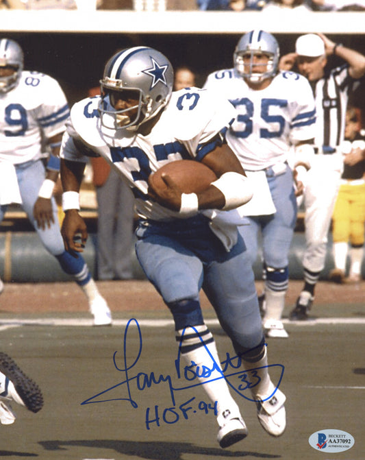 Tony Dorsett Signed (Beckett COA) Cowboys 8x10 Photo Inscribed "HOF 94"