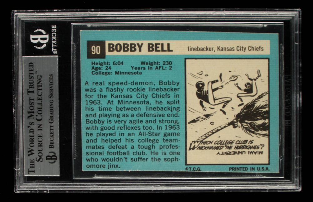 Bobby Bell Signed 1964 Topps #90 - Inscribed "HOF 83" (BGS Encapsulated) - Rookie Card