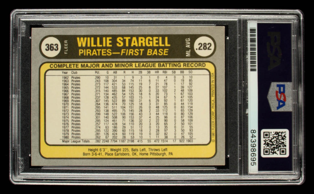 Willie Stargell Signed 1981 Fleer #363 (PSA)