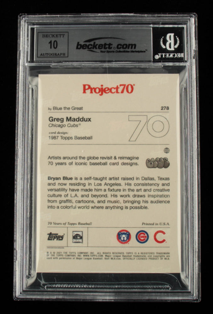 Greg Maddux Signed 2021 Topps Project70 #278 - Autograph Graded Beckett 10