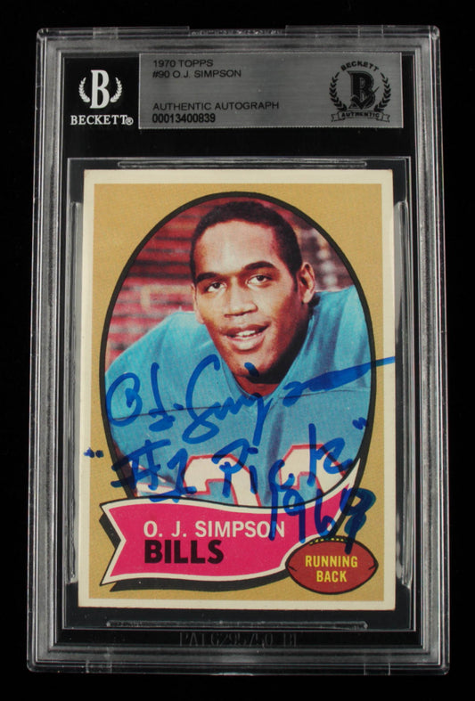 O.J. Simpson Signed 1970 Topps #90 RC Inscribed "#1 Pick 1969" (BGS) - Rookie Card