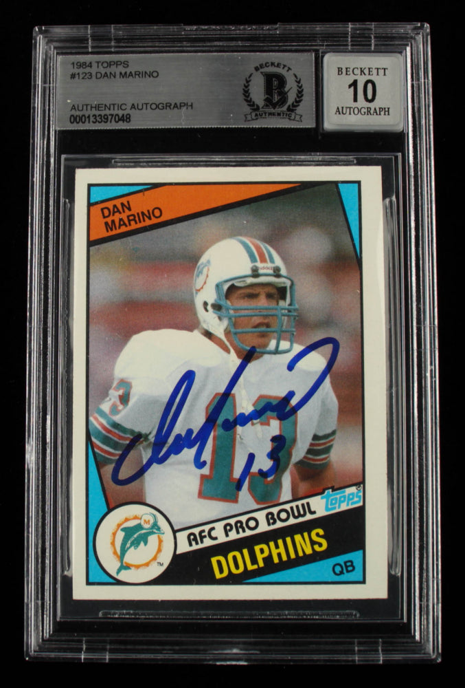 Dan Marino Signed 1984 Topps #123 PB - Autograph Graded Beckett 10 - Rookie Card