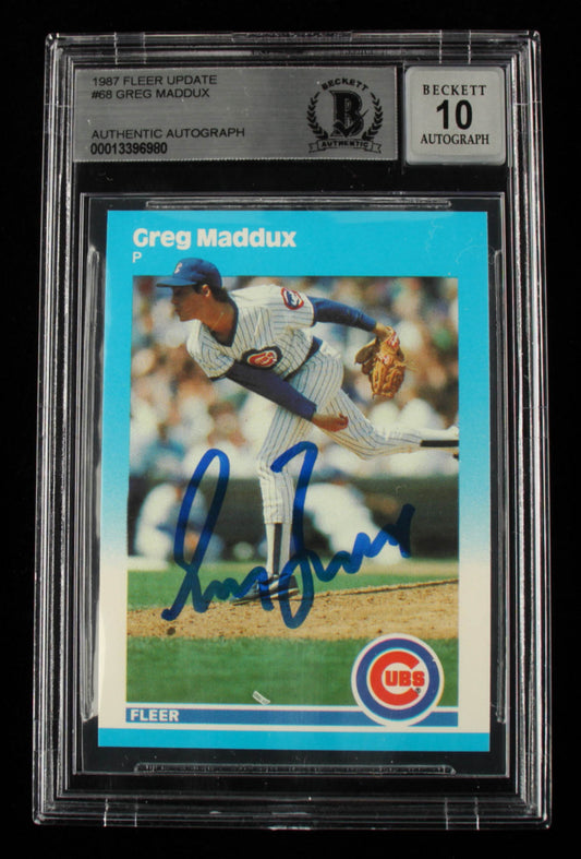 Greg Maddux Signed 1987 Fleer Update #U68 XRC - Autograph Graded Beckett 10 - Rookie Card