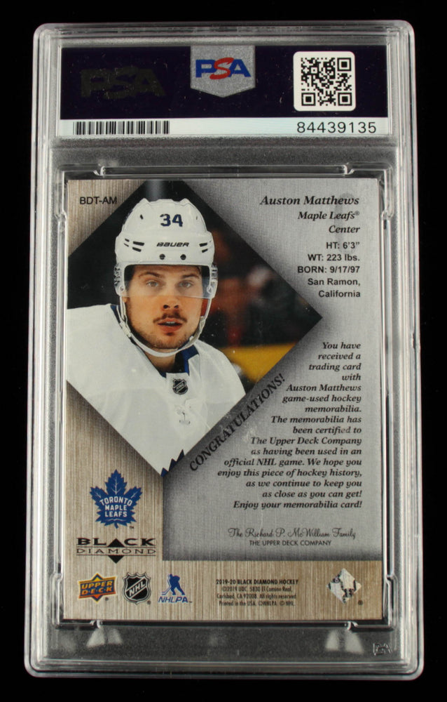 Auston Matthews Signed 2019-20 Black Diamond '96-97 Tribute Pure Black Premium Relics #BDTAM Serially Numbered #4 / 5 (PSA Encapsulated)