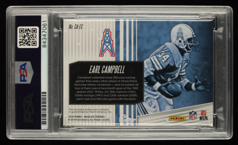 Earl Campbell Signed 2018 Absolute Canton Absolutes Jerseys #19 Serially Numbered #185 / 199 Inscribed "HOF 91" (PSA)