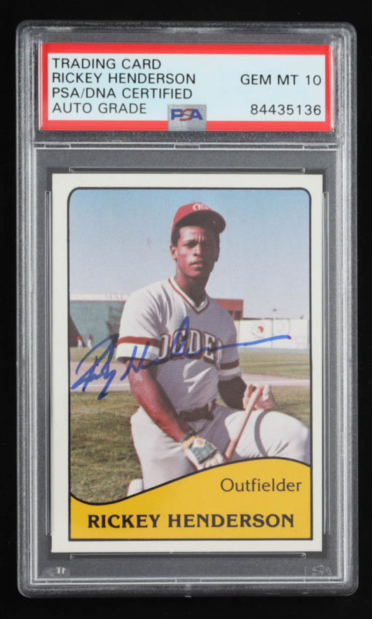 Rickey Henderson Signed 1979 Ogden A's TCMA #9 - Autograph Graded PSA 10 - Rookie Card