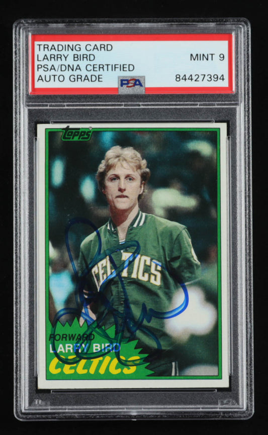 Larry Bird Signed 1981-82 Topps #4 - Autograph Graded PSA 9