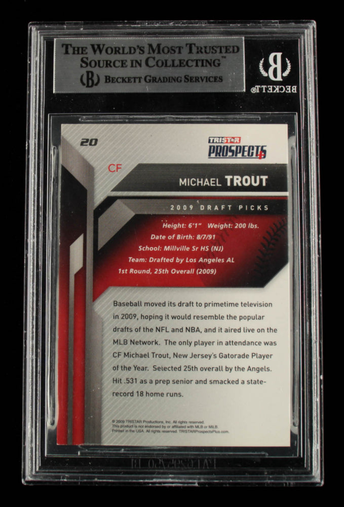 Mike Trout Signed 2009 TRISTAR Prospects Plus #20 (BGS) Rookie Card