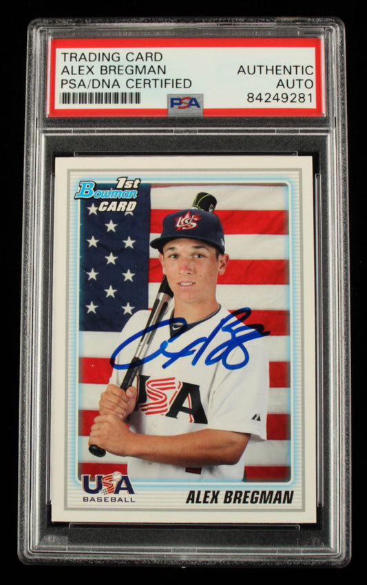 Alex Bregman Signed 2010 Bowman Draft Prospects #BDPP95 (PSA) - Rookie Card