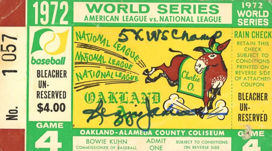 Reggie Jackson Signed 1972 World Series Game 4 Ticket (JSA COA)