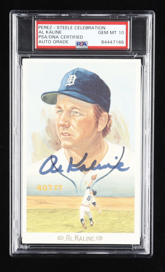 Al Kaline Signed Tigers 3.5x5.5 LE Perez Steele Galleries Hall of Fame Postcard - Autograph Graded PSA 10 - Limited Edition # 3,536 / 10,000