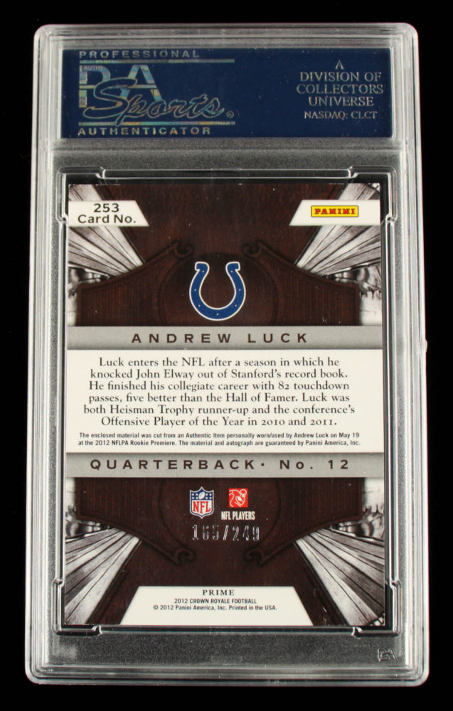 Andrew Luck 2012 Crown Royale #253 JSY AU -Serially Numbered #165 / 249 (PSA 7) - Rookie Card