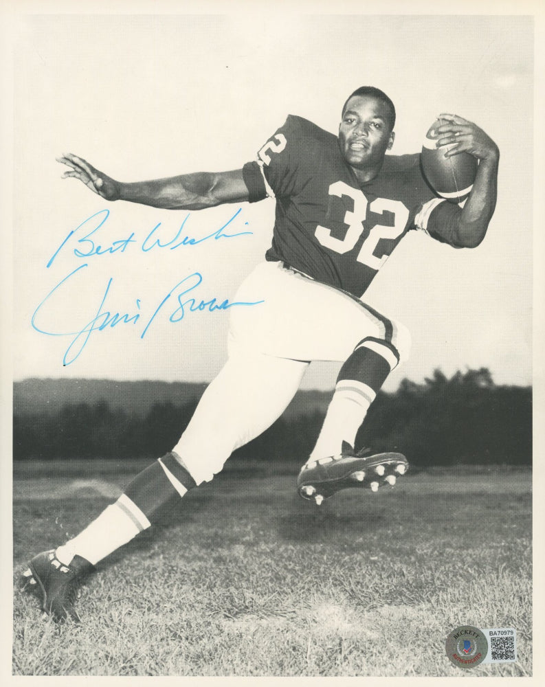 Jim Brown Signed Browns 8x10 Photo Inscribed "Best Wishes" (Beckett COA)