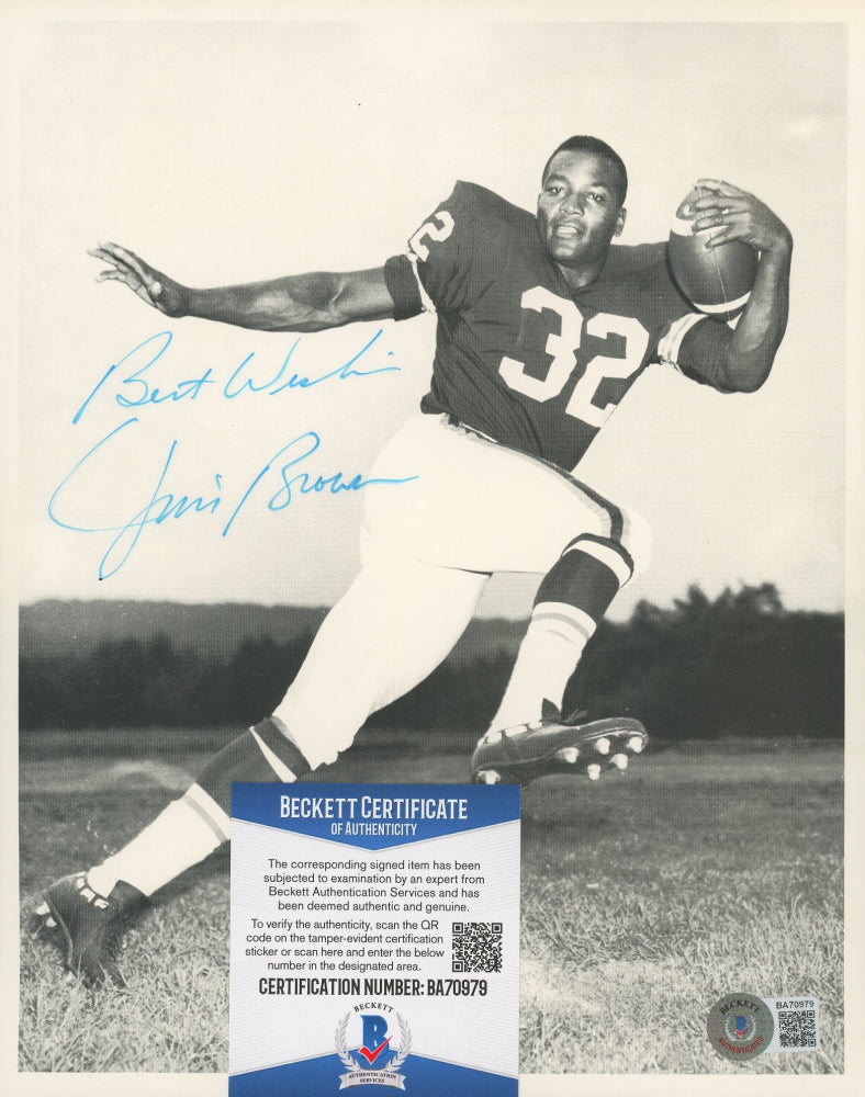 Jim Brown Signed Browns 8x10 Photo Inscribed "Best Wishes" (Beckett COA)