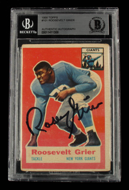 Roosevelt "Rosey" Grier Signed 1956 Topps #101 (BGS Encapsulated) Rookie Card