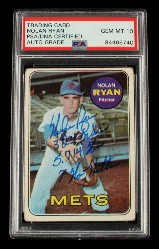 Nolan Ryan Signed 1969 Topps #533 Inscribed "324 Wins", "5,714 K's" & "7 No-Hitters" - Autograph Graded PSA 10