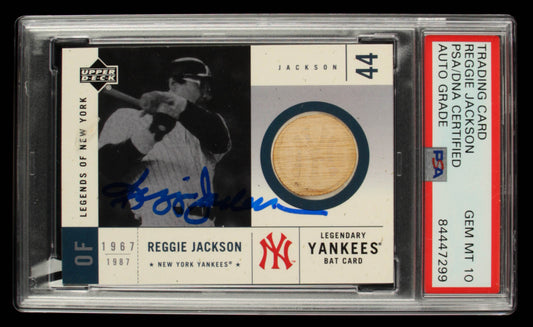 Reggie Jackson Signed 2001 Upper Deck Legends of NY Game Bat #LYBRJ - Autograph Graded PSA 10