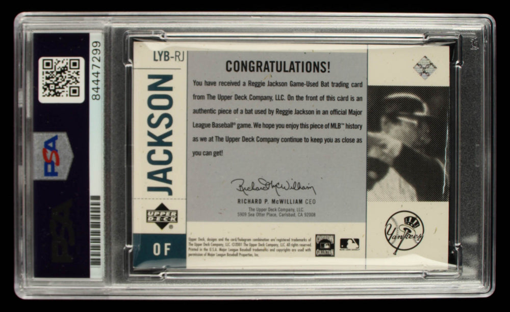 Reggie Jackson Signed 2001 Upper Deck Legends of NY Game Bat #LYBRJ - Autograph Graded PSA 10