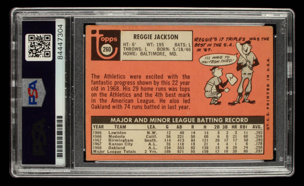 Reggie Jackson Signed 1969 Topps #260 - Autograph Graded PSA 10 - Rookie Card