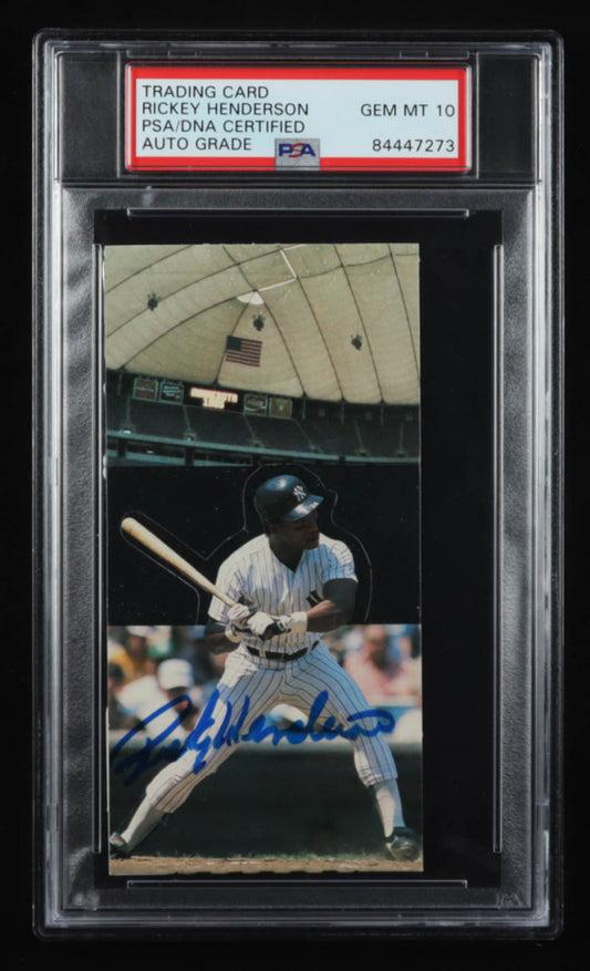 Rickey Henderson Signed 1985 All-Star Game Program Inserts #58 (PSA Encapsulated) Autograph Graded PSA 10
