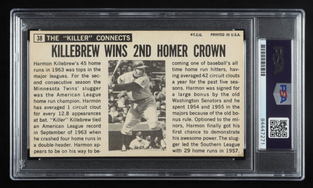 Harmon Killebrew Signed 1964 Topps Giants #38 - Autograph Graded PSA 10